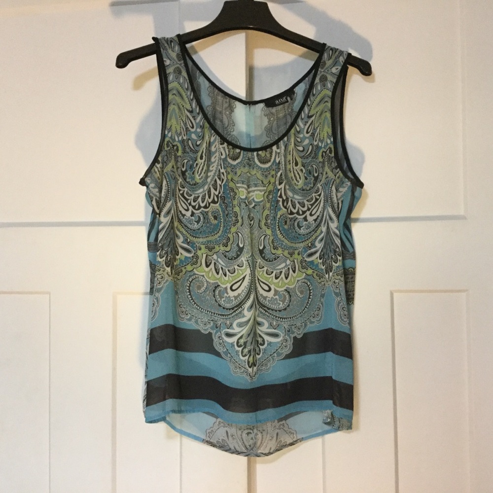 Sheer Green and Blue Paisley Tanktop
